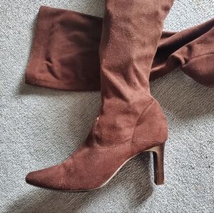 Knee-High Suede Cloth Boots